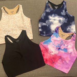 4 Old Navy Active Bra Tops for Girls. Size Large 10-12.